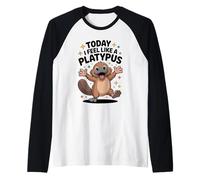 Today I Feel Like A Platypus Funny Cute Cartoon Australian Raglan Baseball Tee