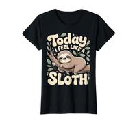 Today I Feel Like A Sloth Lazy Chill Nap Mode Value Graphic T-Shirt, Women, Black, S
