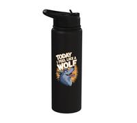 Today I Feel Like a Wolf Design for Children | Kids Wolf Stainless Steel Insulated Water Bottle