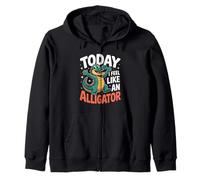 Today I Feel Like Alligator Funny Cute Kids Cartoon Gator Zip Hoodie
