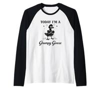 Today I’m a Grumpy Goose Funny Goose Pun Cartoon Joke Raglan Baseball Tee