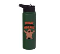 Today I Wanna Be A Walrus Cute Cartoon Polar Ocean Arctic Stainless Steel Insulated Water Bottle