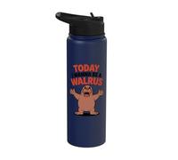 Today I Wanna Be A Walrus Cute Cartoon Polar Ocean Arctic Stainless Steel Insulated Water Bottle