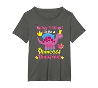 Today I Want to Be A Princess Dinosaur T-Shirt, Women's Plus, Asphalt Grey, 2X
