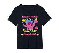 Today I Want to Be A Princess Dinosaur T-Shirt, Women's Plus, Black, 2X