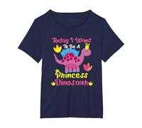 Today I Want to Be A Princess Dinosaur T-Shirt, Women's Plus, Navy Blue, 2X
