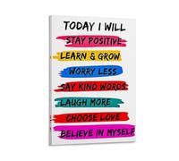 Today I Will Kids Motivational Poster Canvas Wall Art Prints Home Aesthetic 16x24inch(40x60cm)