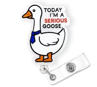Today I'm A Serious Goose Badge Reel Retractable, Funny Silly Goose Badge Reel for Nurse Nursing RN CNA LPN Medical Worker & Office Staff, ID Badge Holder with Alligator Clip & 24” Durable Nylon Cord