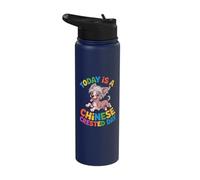 Today is a Chinese Crested Day Cartoon Pet Breed Puff Dog Stainless Steel Insulated Water Bottle