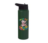 Today is a Chinese Crested Day Cartoon Pet Breed Puff Dog Stainless Steel Insulated Water Bottle