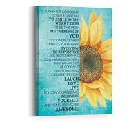 JANLAN Today Is a Good Day Inspirational Wall Decor,Canvas Sunflower Wall Art,Positive Quotes Canvas Wall Art,Sunflower Wall Decor for Home Office,12" X 15"