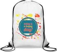 Today Is A Happy Day Paint Splash Logo Gym Sack Casual Drawstring Bag White