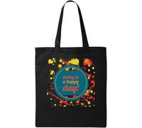 Today Is A Happy Day Paint Splash Logo Natural Ecological Cotton Tote Bag Black