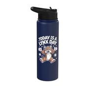 Today is A Lynx Day Funny Cute Cartoon Alpine Cat Wildcat Stainless Steel Insulated Water Bottle
