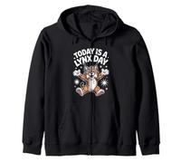 Today Is A Lynx Day Funny Cute Cartoon Alpine Cat Wildcat Zip Hoodie
