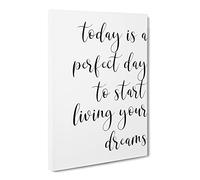 Today Is A Perfect Day Typography Quote Canvas Print | Gallery Wrapped 30mm Frame Wall Art | 30x20 inches | Ready to Hang | Modern Typography Picture | Living Room Bedroom Lounge Office