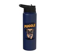Today is A Puggle Day Cute Funny Designer Dog Mix Breed Pet Stainless Steel Insulated Water Bottle