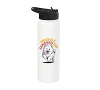 Today is a Samoyed Day Cartoon Sammie Pet Dog White Plush Stainless Steel Insulated Water Bottle