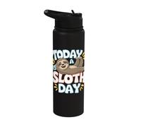 Today is a Sloth Day Lover Funny Lazy Cool Day Humor Sloth Stainless Steel Insulated Water Bottle