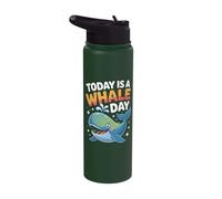 Today is A Whale Day Cute Cartoon Ocean Animal Watching Stainless Steel Insulated Water Bottle