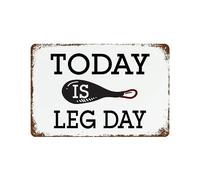 Today is Leg Day Metal Tin Signs Antique Wall Art Decor Aluminum Plaque Retro Artwork for Garage Cafe Bar Pub Beer, Gift for Halloween, 8x12 inch