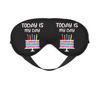 Today is My Day Birthday Cake Eye Mask Sleep Mask Light BlockBlindfold Night Eyes Cover Soft Pressure-Free Eyeshade with Elastic Strap for Home Travel Office Nap Yoga