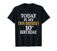 Today Is My Twin Brother's 10th Birthday Party 10 Years Old T-Shirt