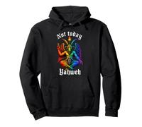 Today Not Yahweh Rainbow Baphomet Goat Graphic Pullover Hoodie