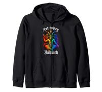 Today Not Yahweh Rainbow Baphomet Goat Graphic Zip Hoodie