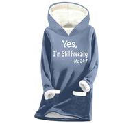 Today on Clearance Personalised Sweatshirt Women YES I’m Still Freezing Me 24:7 Women’s Fashion Winter Plush Letter Print Warm Pocket Lightning Deals of The Day Today Sale (Blue, XXL)