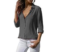 Today on Clearance Sleep Tees Women Oversized Women's Business Loose Fit Plus Size Button Down Blouses Long Sleeve Tops Ladies Plus Size Christmas Deals of The Day Grey