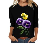Today On Clearance Women's Plus Size Tops Women's Summer Round Neck Printed Loose Casual 3/4 Sleeve Top Ladies Summer Blouses My Orders Amazon UK My Orders Amazon UK List of My Orders Black