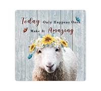 Today Only Happens Once Make It Amazing Metal Tin Sign Farm Animals Sheep Sunflower Metal Wall Art Indoor Outdoor 12x12in Retro Shabby Metal Wall Art Sign for Front Door Pub Bar Yard Garden Man Cave