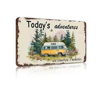 Today's Adventures are Tomorrow's Memories Camper Accessories Decor Metal Tin Sign for Inside Metal Signs Farmhouse Rustic Indoor Outdoor Poster 8x12 Inch (25136)
