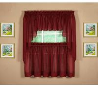Today's Curtain Emelia Original Voile Tier Pair 30", Burgundy, 60" W x 30" L