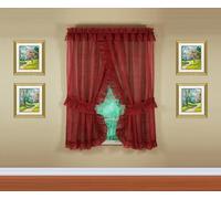 Today's Curtain, Emelia Priscilla Sheer Pair 60" W x 63" L, Burgundy, 5-Piece-Set
