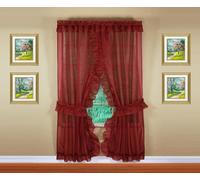 Today's Curtain, Emelia Priscilla Sheer Pair 60" W x 84" L, Burgundy, 5-Piece-Set