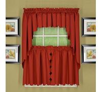 Today's Curtain Orleans 24" Tier Pair Tambour Scallop Edge Curtain, Brick Red, 60" W x L (Pack of 1)