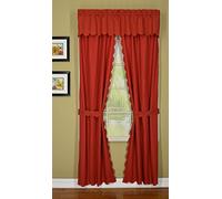 Today's Curtain Orleans 63" Panel Pair with Tiebacks Tambour Scallop Edge Curtain, Brick Red, 60" W x L (Pack of 1)