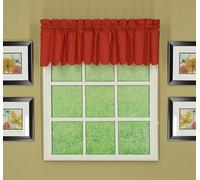 Today's Curtain, Orleans Scallop Curtain, Brick Red Valance, 60" W x 12" L, Brick Red