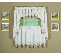 Today's Curtain Tier Pair, Polyester, Ecru/Antique, 60" W x 36" L (Pack of 1)