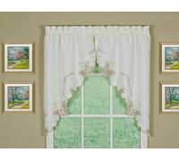 Today's Curtain Verona Reverse Embroidery Window Swag, 38-Inch, Ecru/Rose