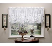 Today's Curtain,Vineyard 3-D Appliqué,Fan Insert, White, 30" W x 40" L