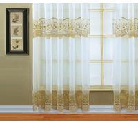 Today's Curtain, Vintage Macramé Organza Panel 84", Ecru/Gold, 58" W x 84" L