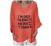 Todays Daily Deals Plus Size Evening Tops for Women Tunics V-Neck T-Shirt Tops Lady Tee Women Sleeve Blouse Lady Short Printed Pay Monthly Items only Pocket Money Toys Under 5 Pounds Orange