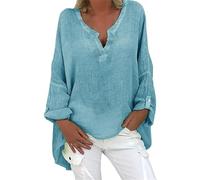 Todays Daily Deals Plus Size Tops for Women Sleeve Shirt V Neck Solid Top Plus Casual Women Size Color Long Blouse Loose Add on Items only 1 Pound Sky Blue