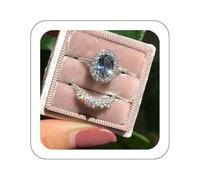 today's deals clearance Luxury 925 Sterling Silver Bridal Ring Sets Large Diamond Cut CZ Engagement Rings Vintage Promise Rings Wedding Bands for Women