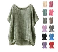 Today'S Deals Cocila Casual T Shirts for Women Cotton Linen Crew Neck Solid Color T Shirt Plus Size Half Sleeved Top Shirts Fashion Work Blouse Lightweight and Breath Warehouse Clearance Uk Pallets