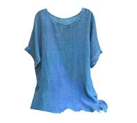 Today'S Deals Cocila Casual T Shirts for Women Cotton Linen Crew Neck Solid Color T Shirt Plus Size Half Sleeved Top Shirts Fashion Work Blouse Lightweight and Breathab Ladies Gifts Ideas Clearance