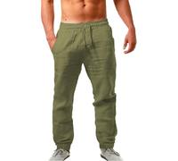 Todays Deals Cocila Mens Cotton and Linen Pants Casual Solid Color Comfortable Drawstring Summer Plus Size Loose Trousers Breathable and Comfortable Beach Pants Relaxed Ladies Gifts Ideas Clearance